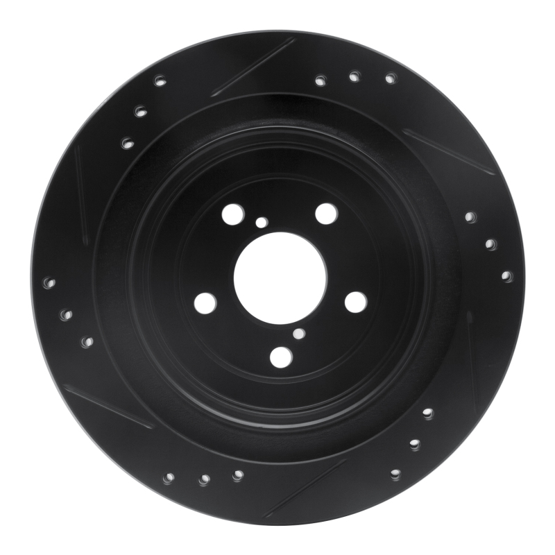 Subaru Impreza Brake Rotor (1) - Rear Right - R1 Concepts - Drilled & Slotted - Black - `05-`09